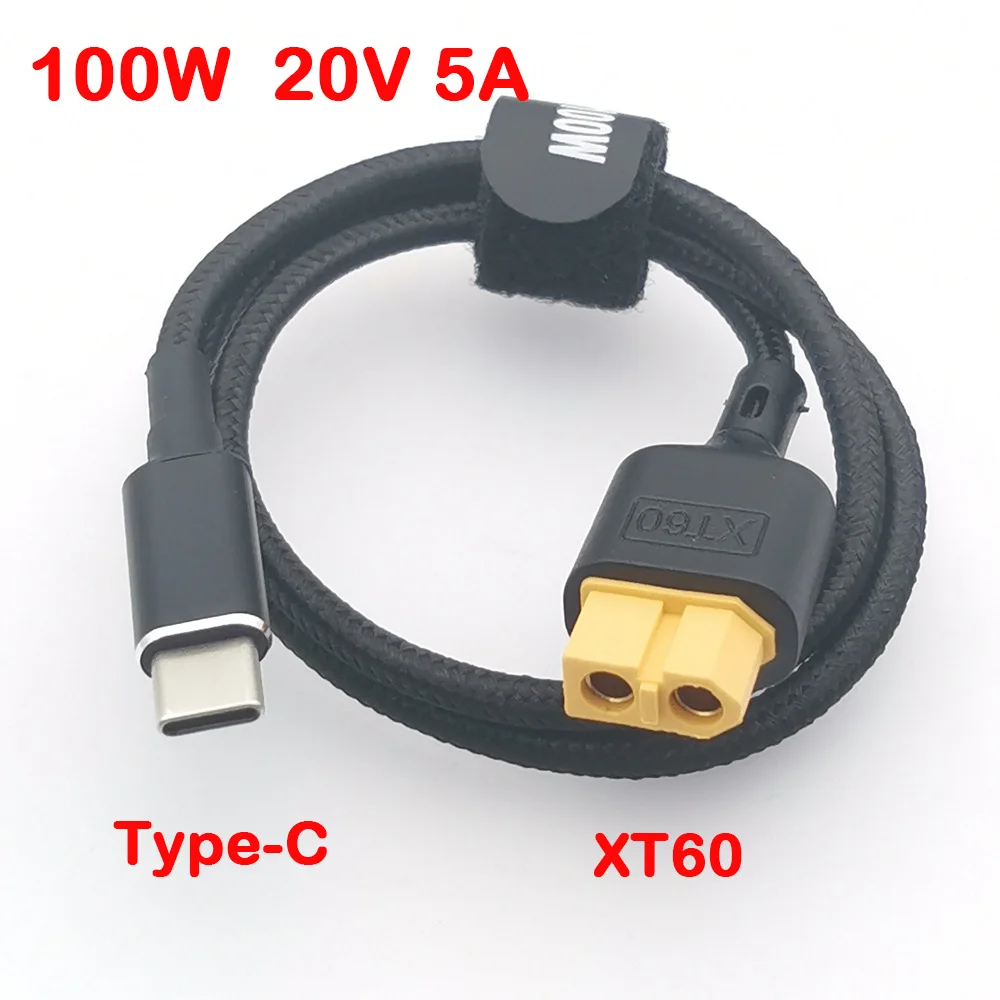 Адаптер XT60 Type-C «папа»-«папа» USB XT60, кабель для зарядки, конвертер PD2.0, 100 Вт, 20 в, 5 А, модель самолета, линия питания 50 см/100 см