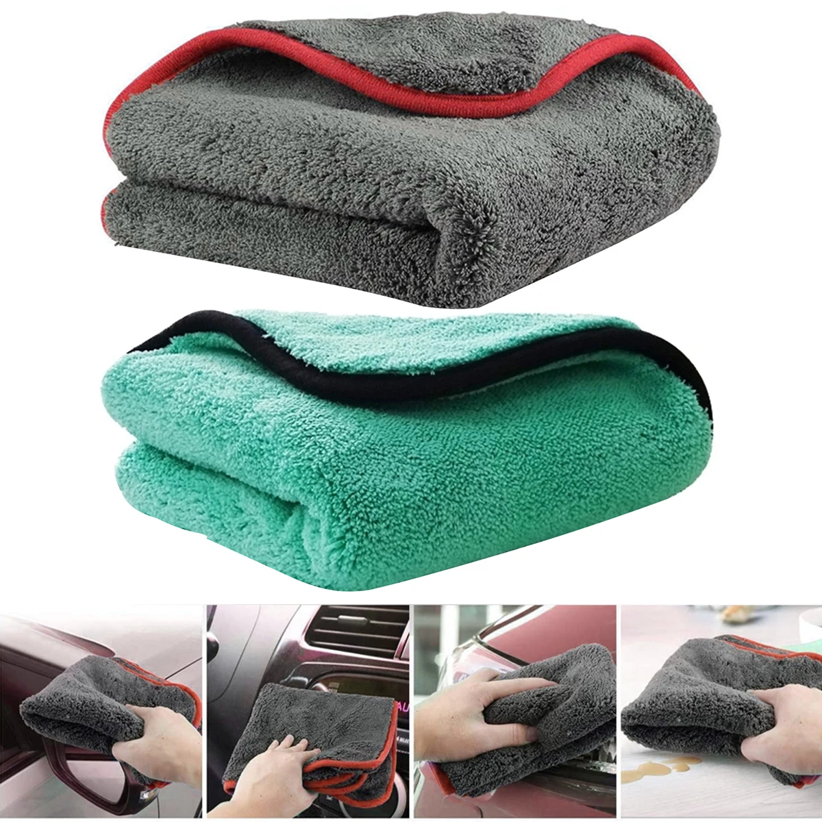 

2022 New Car Cleaning Cloths 1200gsm Ultra-Thick Car Drying Towel 40x40cm Super Absorbent Dual-Layer Auto Microfiber Cloth for