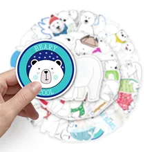 10/30/50PCS Polar Bear Graffiti Stationery Stickers Cartoon Animal PVC Decal for Skateboard Helmet Windows PVC Decals Kids Toys