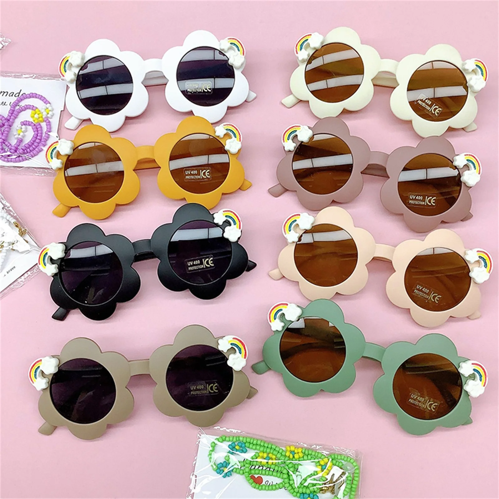 

Детские солнцезащитные очки для девочек и мальчиков VISgogo, легкие солнцезащитные очки с радужными цветами для малышей, для пляжного отдыха