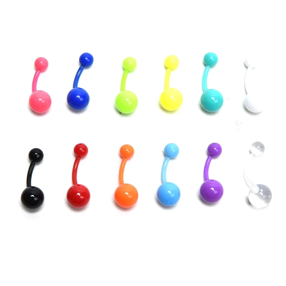 

10 pcs Flexible Navel Bar Barbell Rings Mixed Belly Button Piercing Body Jewelry Fashion Women Body Jewelry