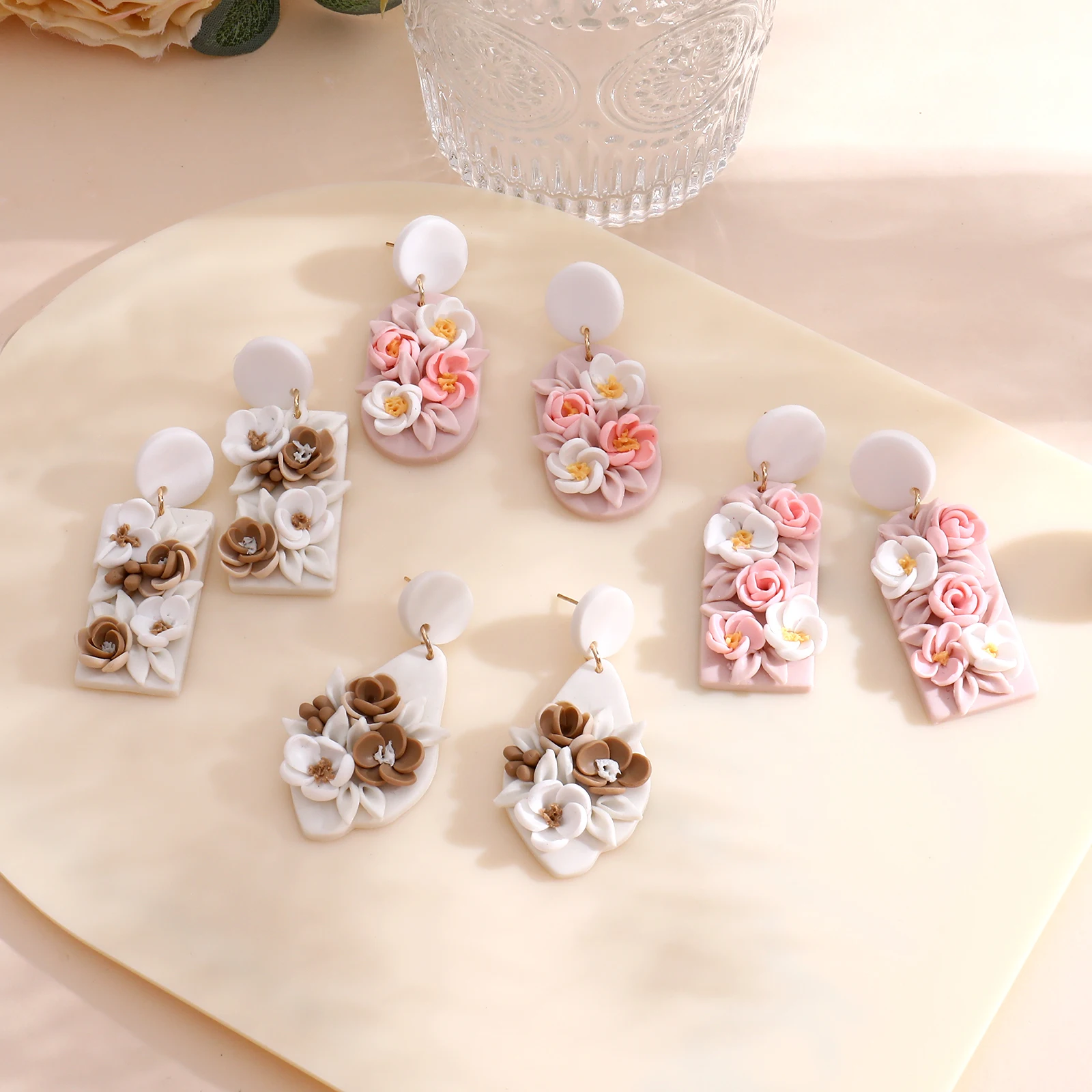 Серьги из полимерной глины ручной работы Изящные Ювелирные украшения для женщин