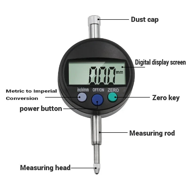 Цифровой циферблатный индикатор 0-10 мм дюймовое/метрическое преобразование