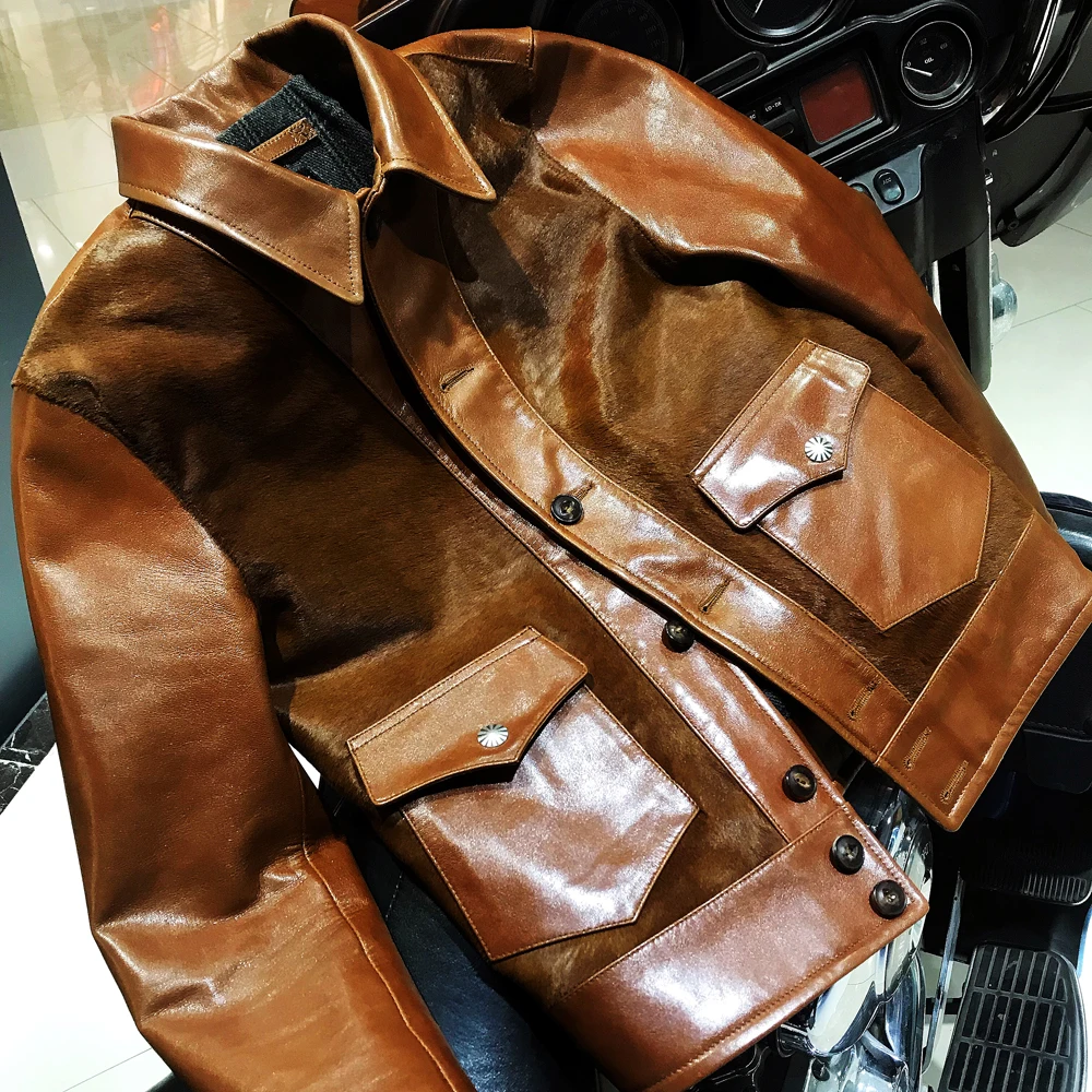 

Tailor Brando J-18 Asian Size Super High Quality Genuine Italian Pony Hair American Vintage RL Style Classic Leather Jacket