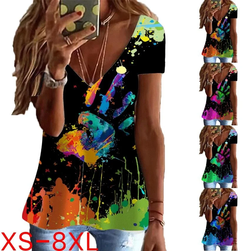 

Women's Summer Fashion New Fashion Ladies Elegant And Beautiful Short Sleeve V-neck Tops