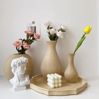 ins minimalism vase retro art flowersvases wood plants pot flower arrangement table decorative crafts home ornaments accessories