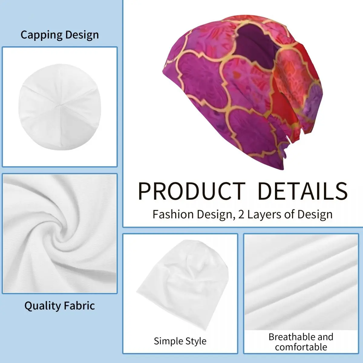 Розовые шапки-бини с эффектом омбре мозаик Морроко шляпы капюшоном мужские и