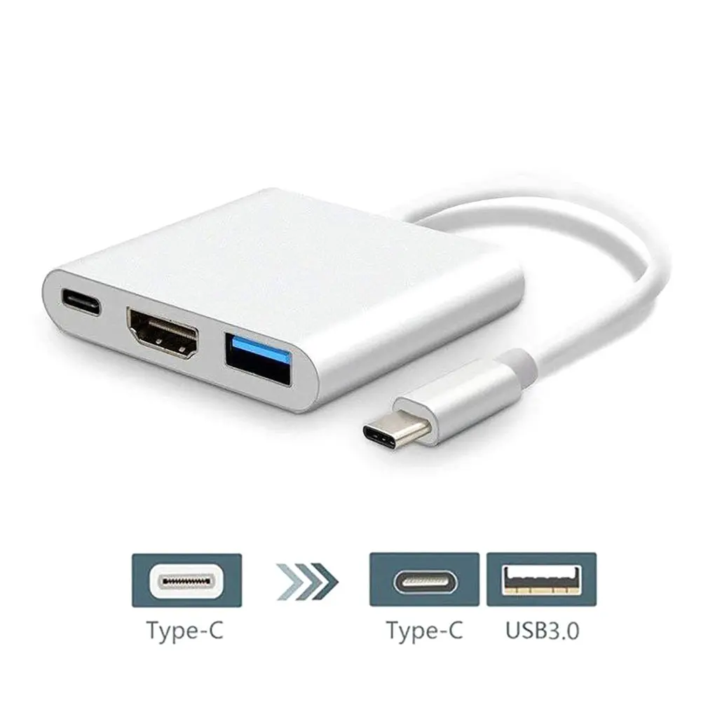 

USB-концентратор Type-c на HDMI-совместимый разветвитель USB-C 3 в 1 4K USB 3,0 PD Быстрая зарядка умный адаптер конвертер для MacBook Dell