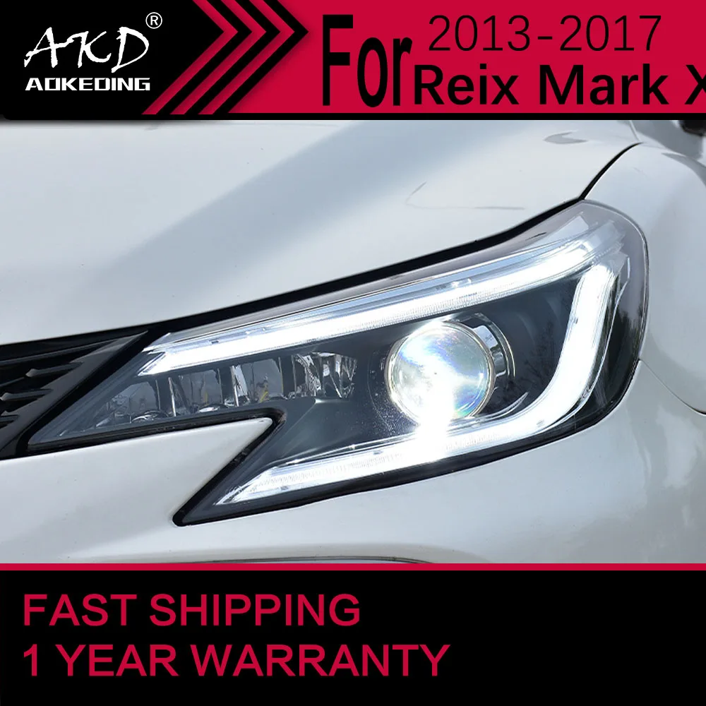 

Автомобильные фары для Toyota Mark X Reiz, светодиодные фары 2014-2017, фары головного света, ДХО, линзы проектора, автомобильные аксессуары