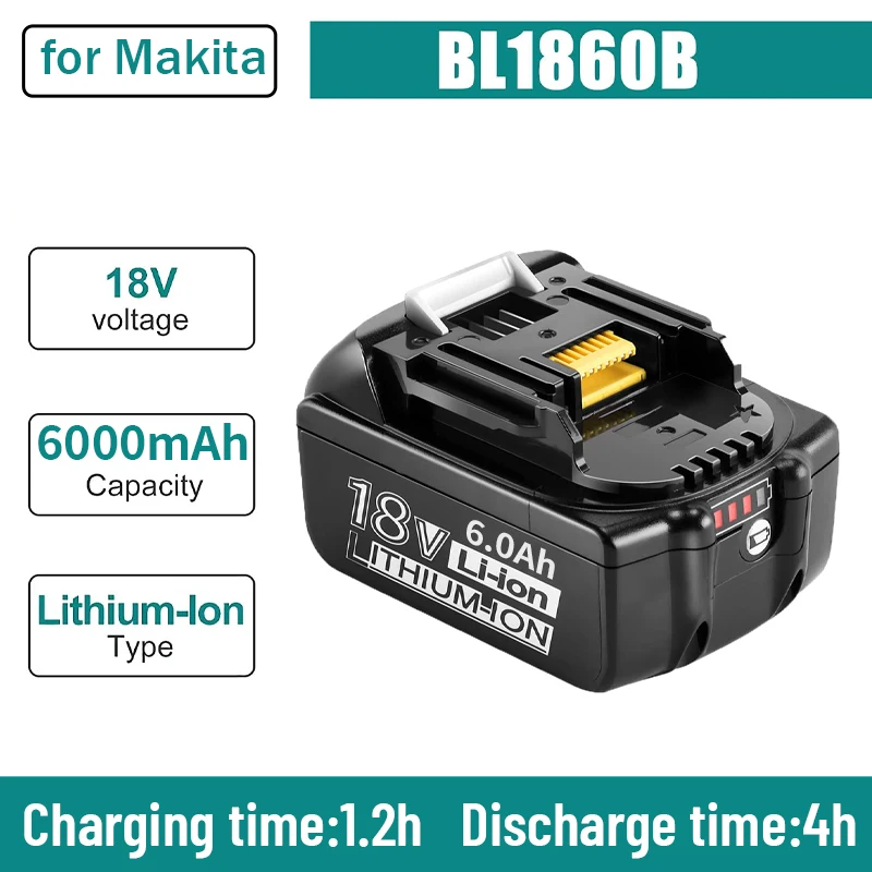 100% оригинал для Makita 18 в 6000 мА/ч аккумуляторная батарея для электроинструментов с светодиодный Li-Ion Замена LXT BL1860B BL1860 BL1850