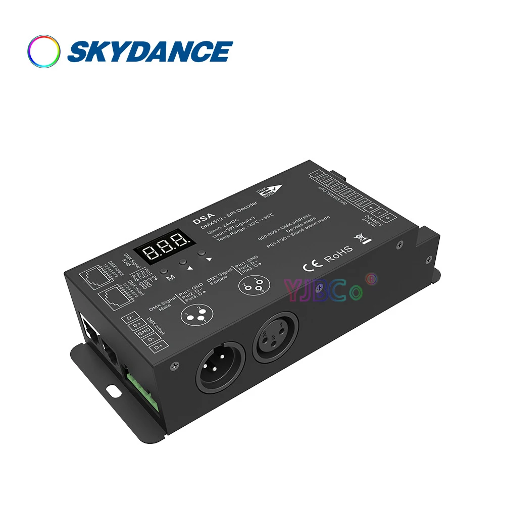 

Skydance DSA 5V-24V 12V DMX512 to SPI Decoder DMX signal converter IC RGB RGBW WS2812 WS2815 LED strip controller 2.4G RF remote