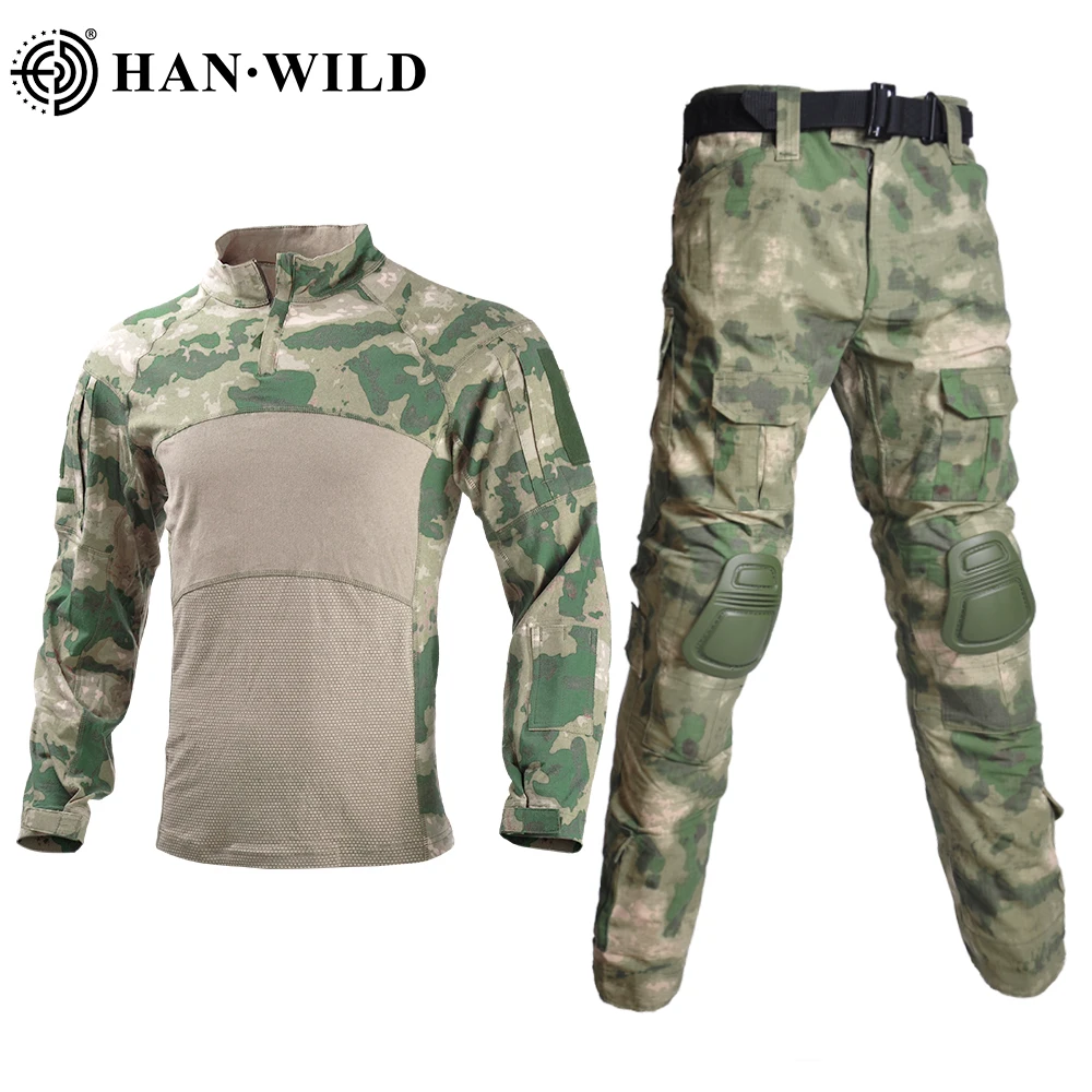 

Hunting Pants Tactical Suit Military Uniform Multicam Forces Suits Hunting Clothing Combat Shirts Pant +Pads Airsoft Militaire