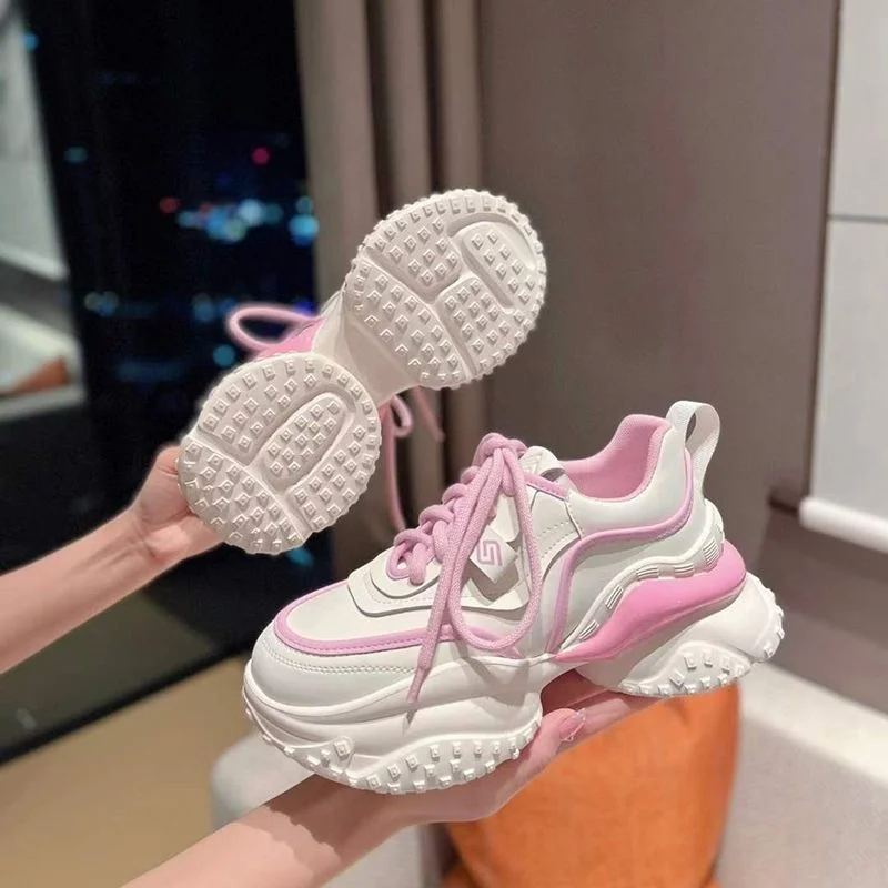 

White Pink Casual Shoes For Women Platform White Shoes Womans 2023 Brand New Ladies Sport Sneakers Free Shipping