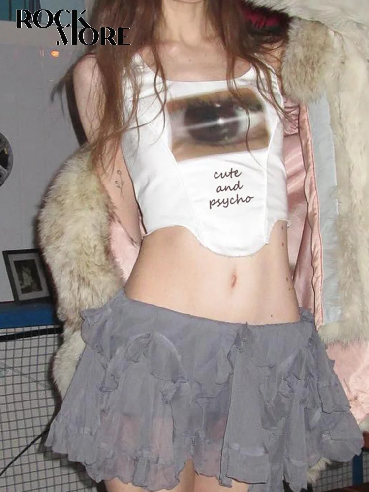 

Rockmore Y2K майка с принтом для женщин короткий топ милый эстетичный Топ Без Рукавов корейский летний базовый жилет 2000s гранж