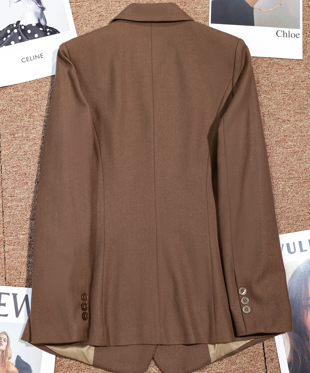 Korean Autumn Winter Women Coffee Gray Formal Blazer Office Ladies Female Long Sleeve Wide Loose Business Work Wear Jacket Coat