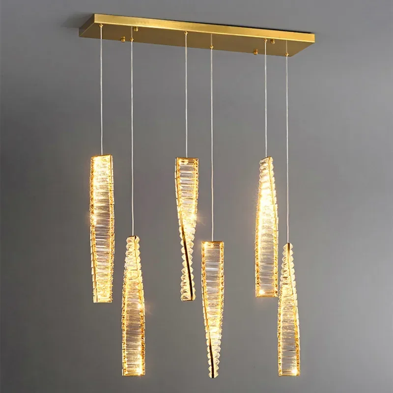 Роскошная хрустальная люстра светодиодный длинная лампа для ресторана отеля