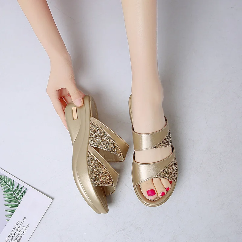 

Женские туфли на танкетке, из ПУ кожи, с открытым носком