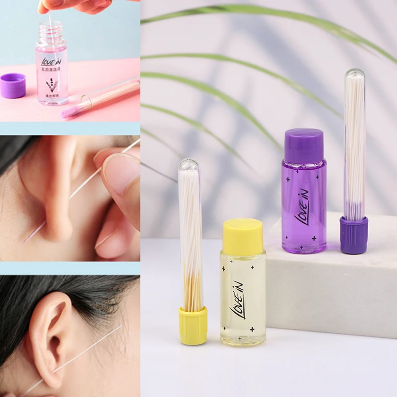 

60pcs Ear Hole Cleaning Line Solution Disposable Pierced Ear Clean Care Liquid Tools Kit Earrings Descaling Earring Hole Cleaner