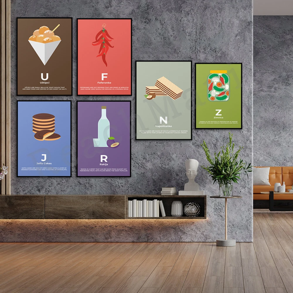 Балканский Алфавит АБС-плакат-Сербия Босния Хорватия декоративный холст печать