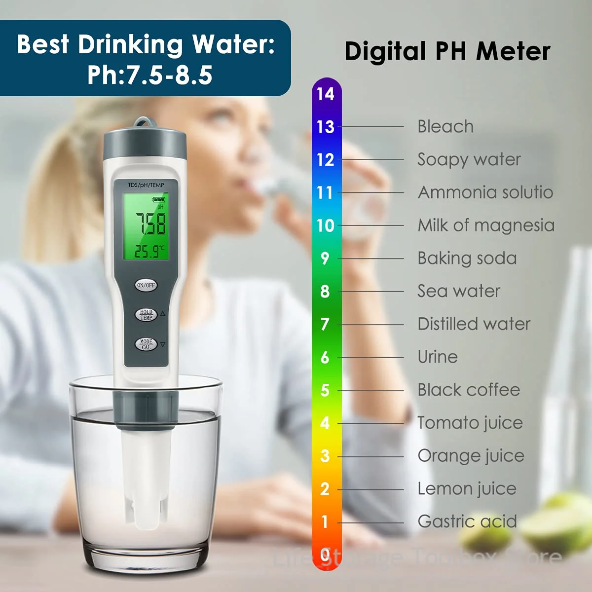 

Professional Digital PH Meter 3 in 1 Tester PH/TDS/TEMP Water Quality Detector Monitor PH Tester for Aquarium Swimming pool