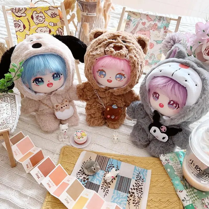 

20cm doll clothes bear cat dog bodysuit animal dolls accessories for our generation Korea Kpop EXO idol Dolls gift DIY Toys