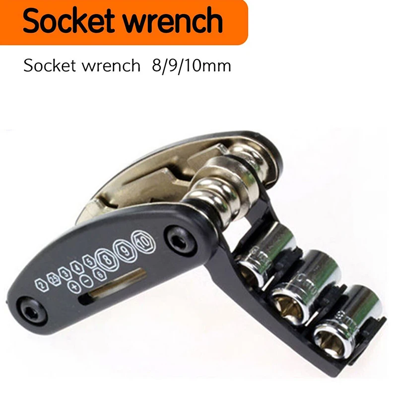 Портативный складной инструмент для ремонта мотоцикла и велосипеда 16 в 1 шт.