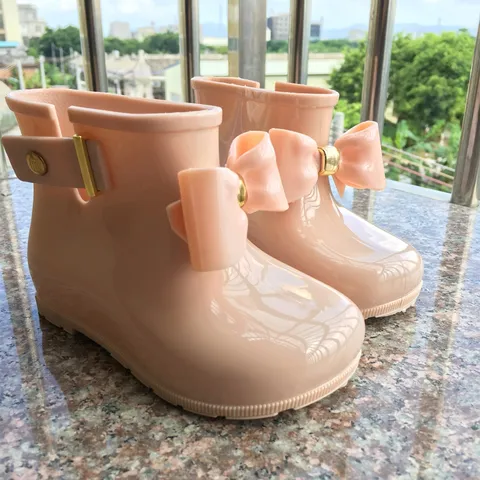 Новинка 2022, детские резиновые сапоги для девочек, детская непромокаемая обувь, мягкие ПВХ сапоги-желе с бантом, милые водонепроницаемые сапоги