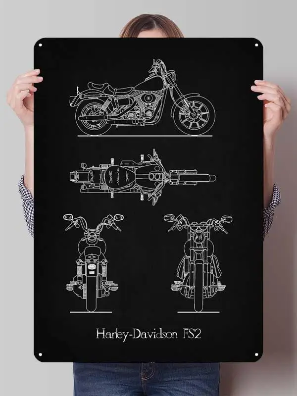Фото H-Harley жесть знак мотоцикл плакат эстетический декор комнаты мужские металлические вывески на заказ для гаража настенное художественное украшение ретро дом №2