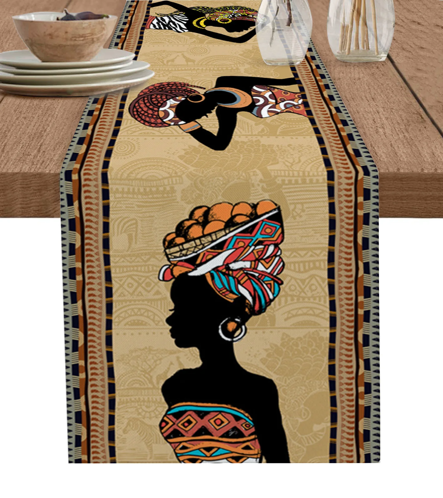 

Ethnic Style African Women Black Women Table Runner Christmas Decoration Tablecloth Wedding Party Decor Table Cover