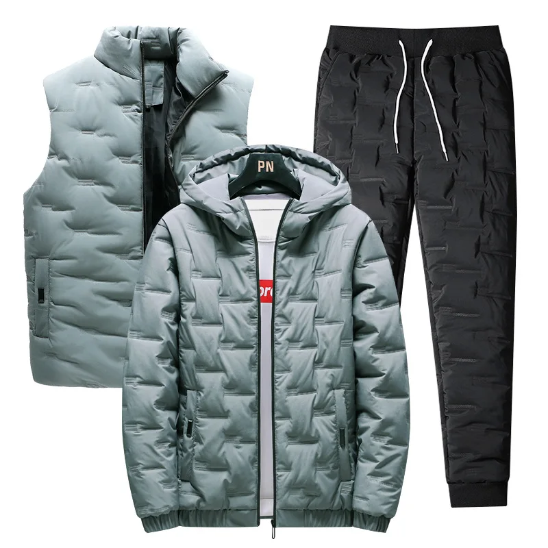 

Men Luxury Suits Cotton-padded Men's Padded Cotton-padded Jacket Winter Coat Warm Down Cotton-padded Jacket Suit Set of Three