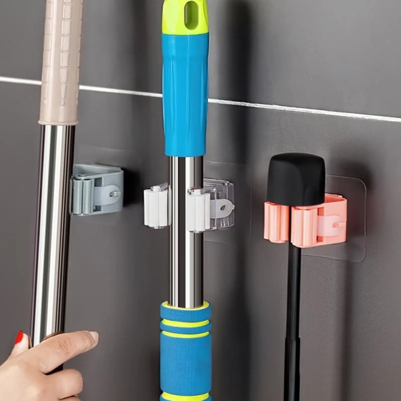 

Wall Mounted Mop Organizer Holder Brush Broom Home Utensils Hanging Hooks Bathroom Storage Hanger Self-adhesive Mount Clip Tool
