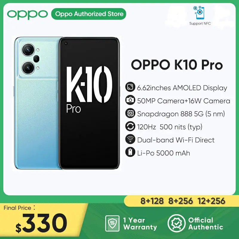

Новый оригинальный смартфон Oppo K10 Pro, 6,62 дюйма, AMOLED, 120 Гц, Snapdragon 888, 80 Вт, аккумулятор 5000 мАч, Android 12,0, камера 50 МП