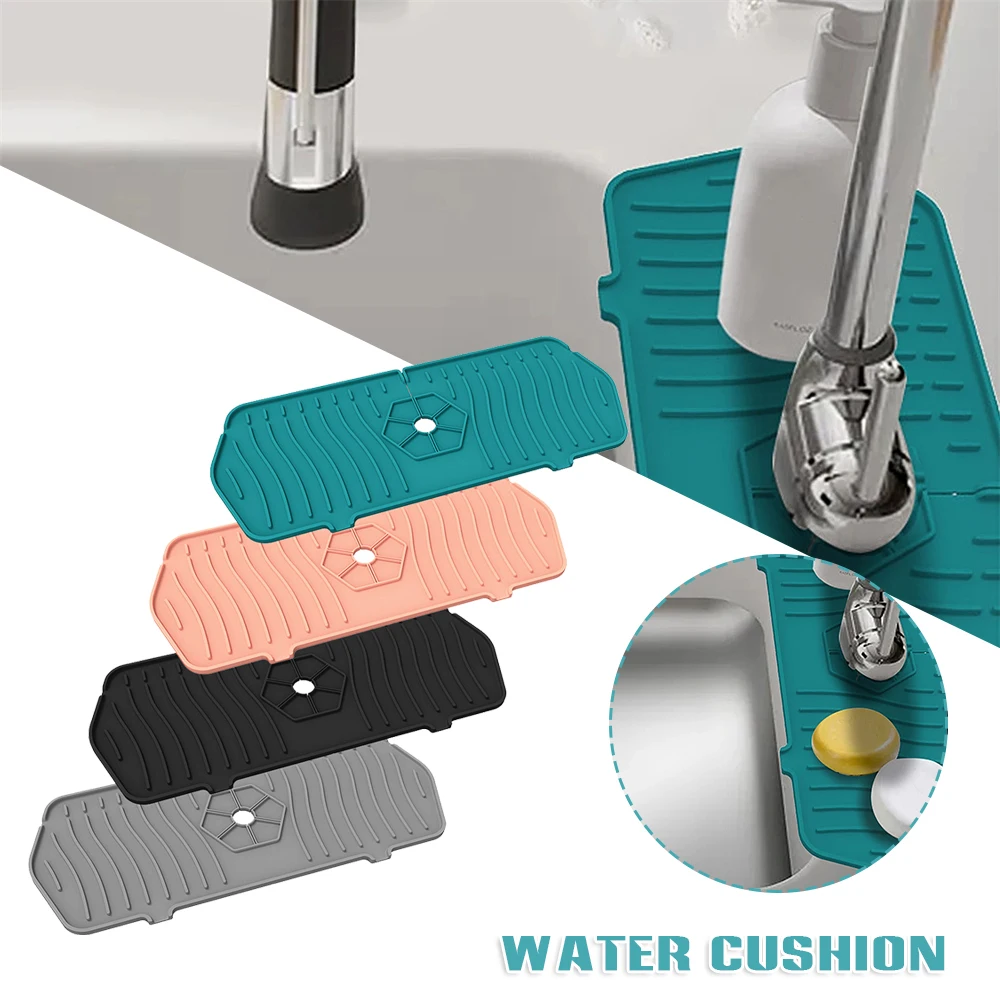 

Silicone Faucet Mat for Sink Soft Reusable Universal Counter Draining Pad Drip Catcher Tray Multifunctionial Soap Dish pjop