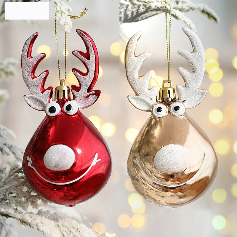 

2pcs Elk Christmas Balls Ornaments Bauble Pendant Xmas Tree Hanging Balls Christmas Home Decorations Navidad 2022 Palle Natale