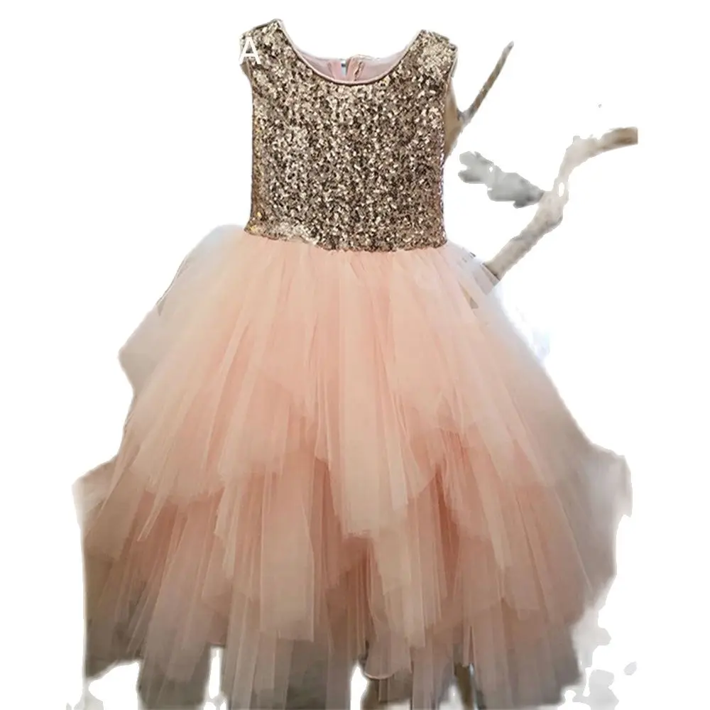 

2-14 Floor-Length Kids Sequin Flower Girls Dress Kids Pageant Party Wedding Ball Gown Prom Princess Formal Occassion Girls Dress