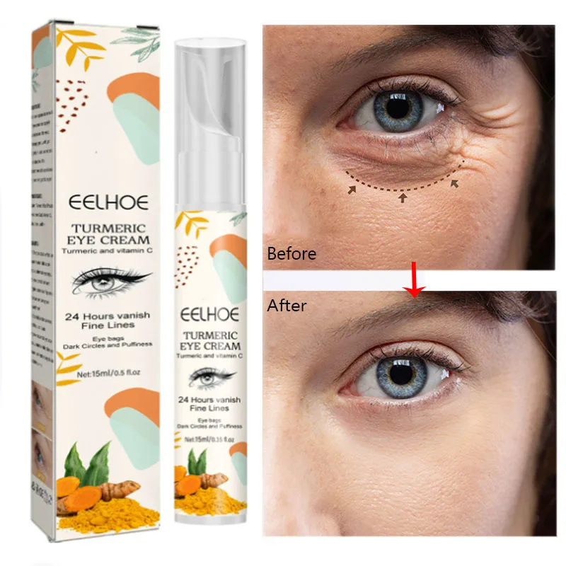 Turmeric Anti-Wrinkle Eye Cream Fade Fine Lines Remove Dark Circles Eye Bags Anti Aging Firming Moisturizing Brighten Eye Care