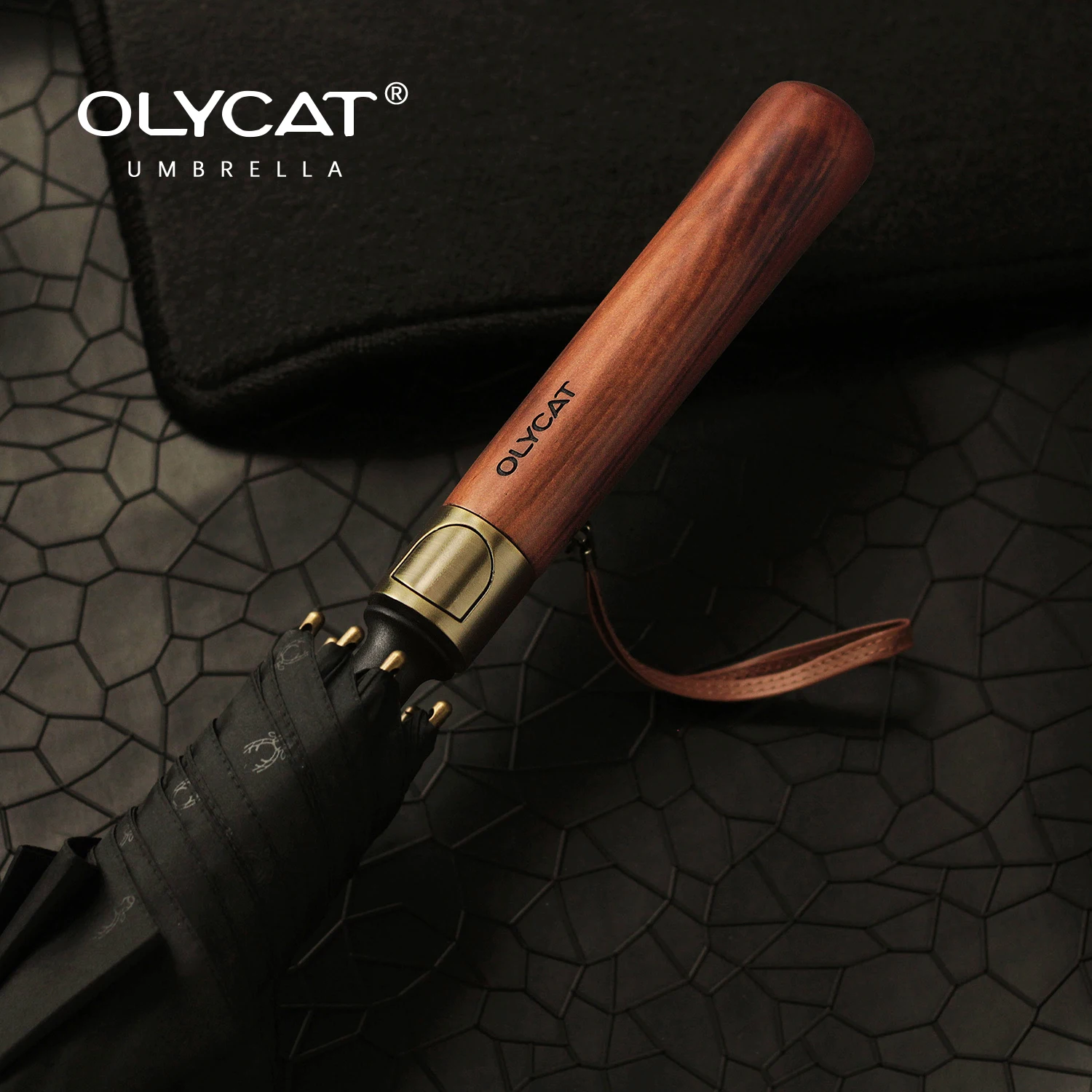 

Большой зонт OLYCAT для мужчин с деревянной ручкой, большой длинный зонт, прочный Ветрозащитный двухслойный зонт для гольфа с 8 ребрами, беспла...