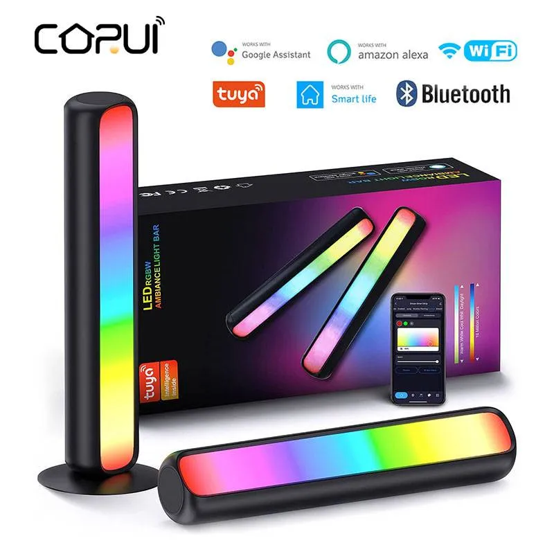 

CoRui 2PCS Tuya Wifi Smart Light Bars RGB Smart LED Lights With 15 Scene Modes Music Modes Work With Alexa And Google Assistant