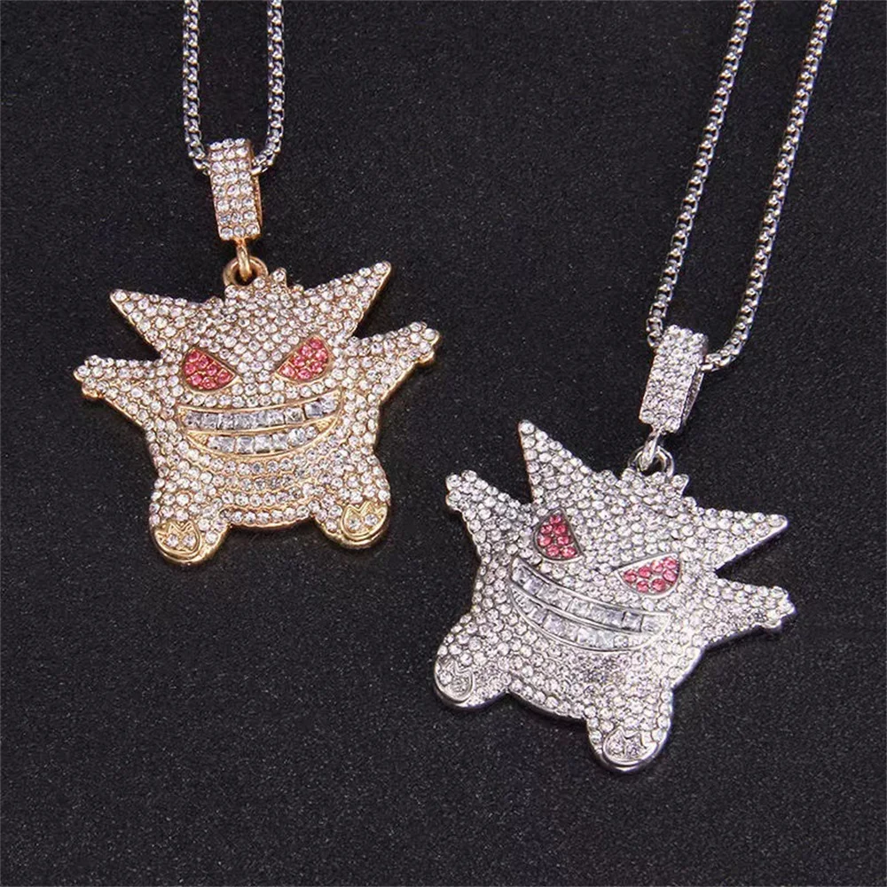

Cute little devil Diamond Pendant men's and women's fashion necklace Street disco hip hop sweater chain lovers jewelry