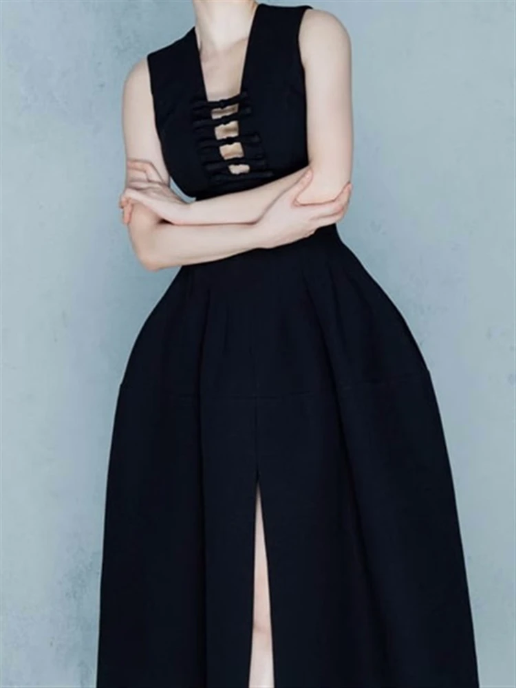 

Женский сарафан с открытой спиной, модельное платье без рукавов, винтажное Привлекательное платье в стиле бохо с кружевной вышивкой, однотонное летнее женское платье 2023