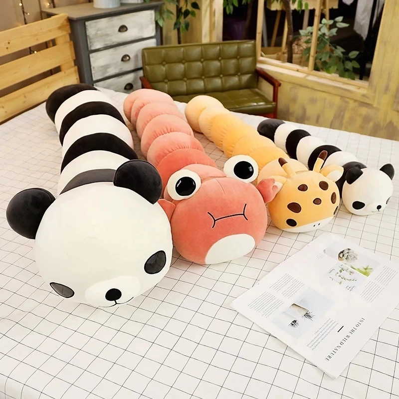 

Colorful Huggable Giant Caterpillar Shaped Plush Children Soft Plush Panda Giraffe Crab Pillow Doll Girls Toy Cushion Funny Gift