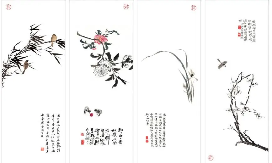 

MT0087 Chinese Style Plum Orchid Bamboo Chrysanthemum Print Art Canvas Poster For Living Room Decoration Home Wall Picture