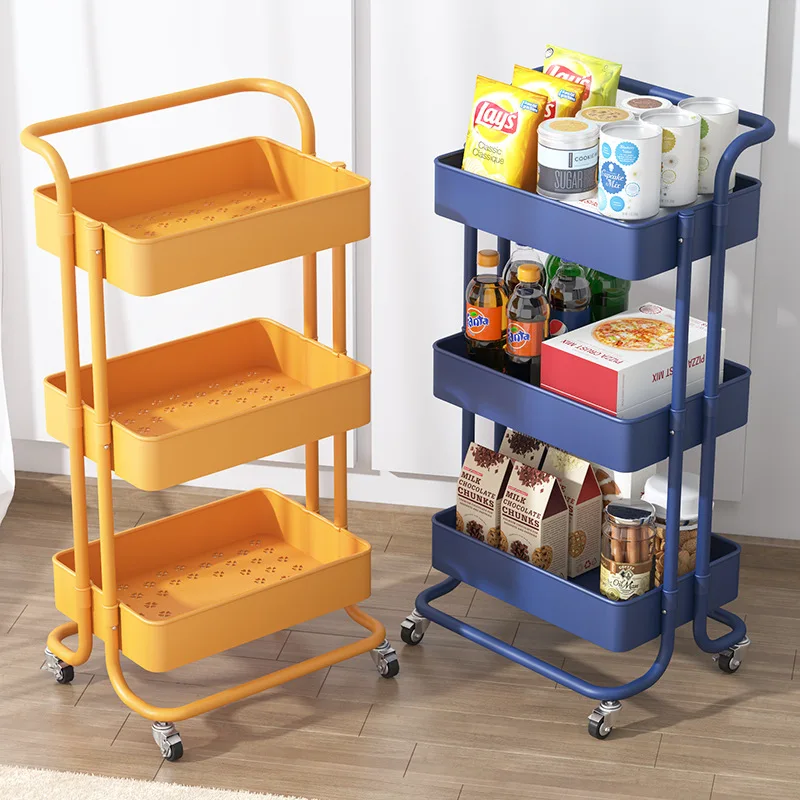 2023 Kitchen Bathroom Trolley Salon Hairdresser Storage Cart Rack Rolling Wheels Floor Shelf Removable Storage Rack Organizer