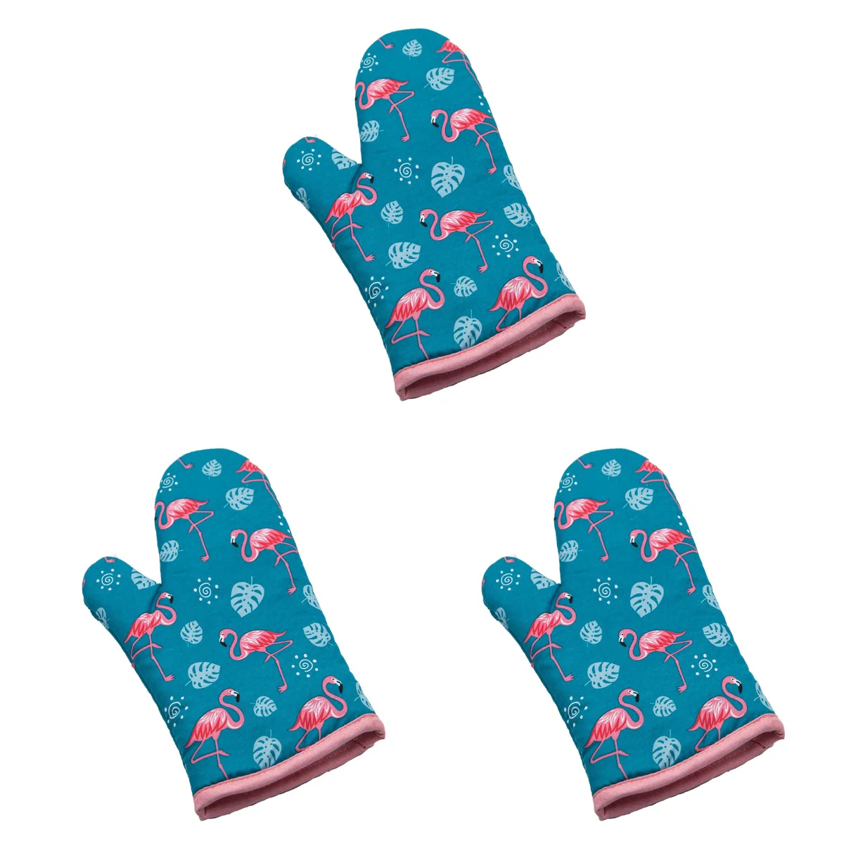 

3pcs Pattern Oven Heat-resistant Microwave Mitts Tool for Kitchen Green