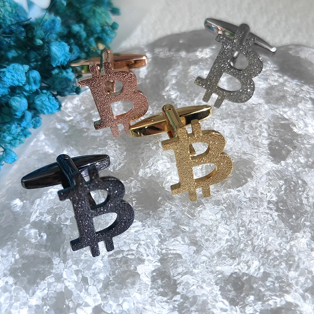 

Stainless Steel Men's Shirt Cufflinks Bitcoin Commemorative Coin Fashion Cufflinks Luxury Men's Charm Jewelry Free Shipping