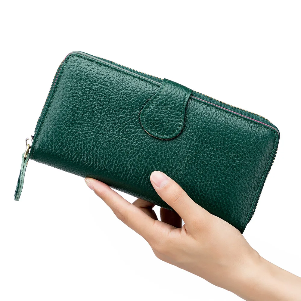 

Women Men New Style Genuine Cow Leather Long Wallets Coins Purses Clutches Bags Handbags Cards Holders Gifts