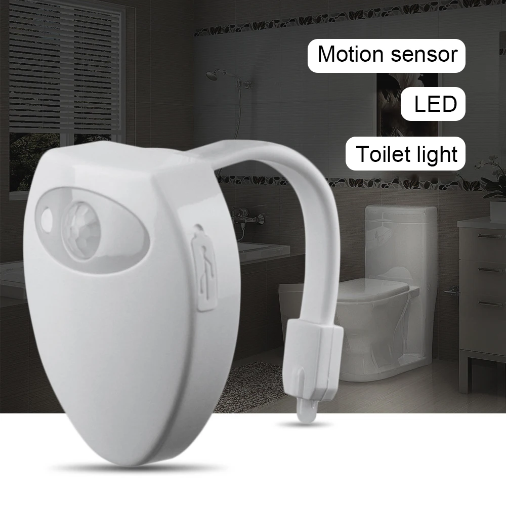 Smart PIR Motion Sensor Toilet Seat Night Light 8 Colors Waterproof USB Rechargeable Toilet Bowl LED Lamp WC Toilet Light