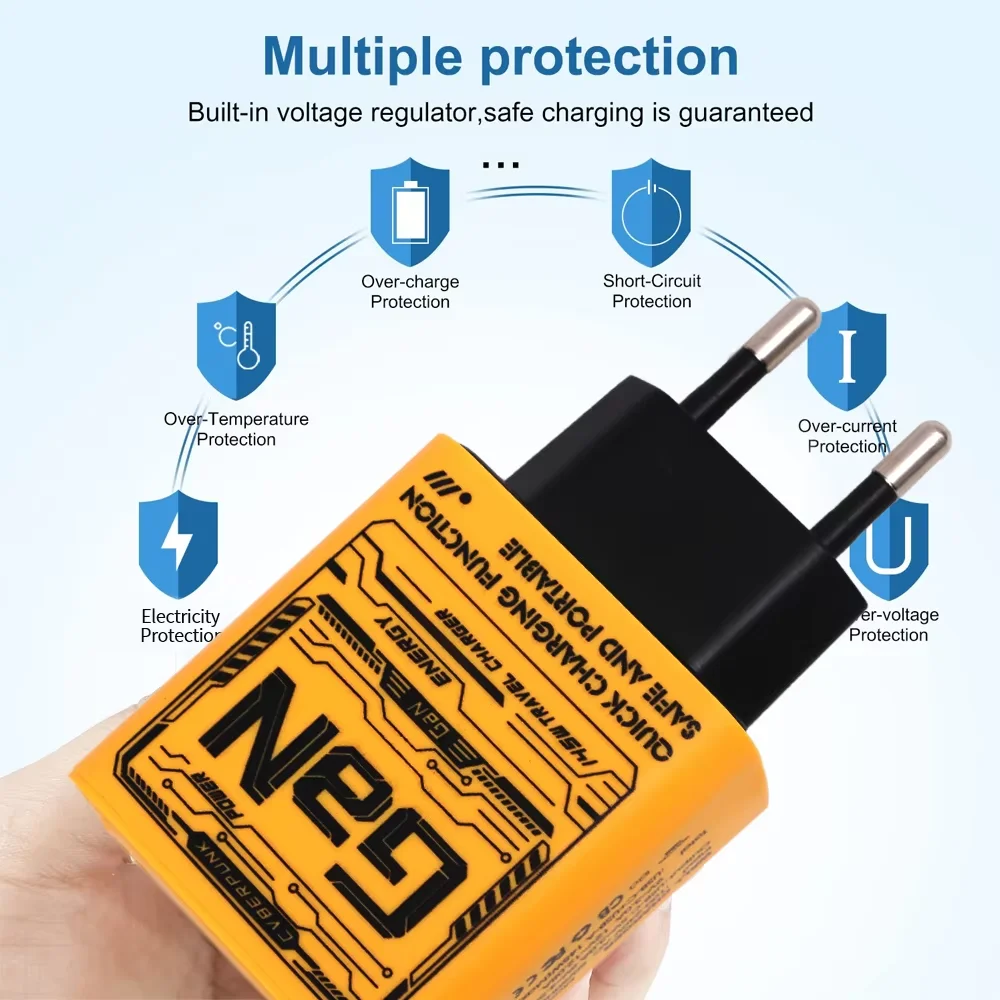 Фото Быстрое зарядное устройство Xiaomi 145 Вт PD USB-зарядное устройство для телефонов Адаптер для быстрой зарядки 3 порта ЕС/США/Великобритании для iPhone Samsung Настенный адаптер с вилкой Huawei №5