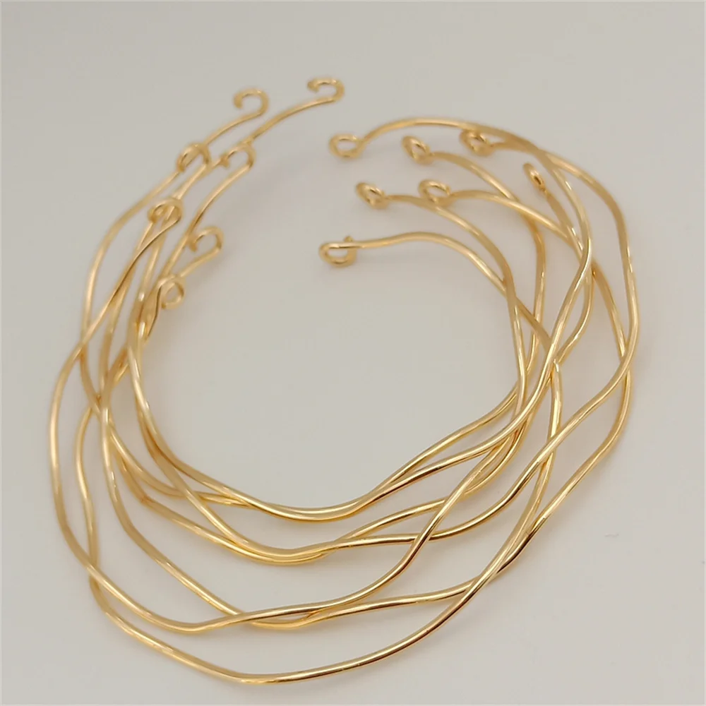 

14k gold clad plus glossy wave 9 word open bracelet ring handmade diy bracelet accessories homemade 60mm