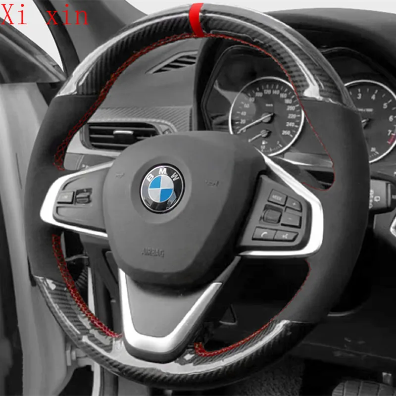 

Чехол на руль для BMW 5/3/1 серии 320X3 X1 X2 X5 X6, черный замшевый чехол ручной работы